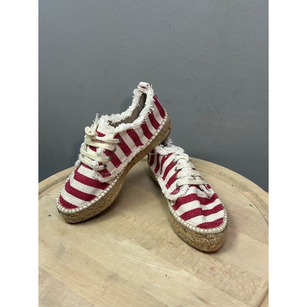 Bayton Puravida Red Stripe Jute Espadrille Shoe Womens 6 Beach Coastal